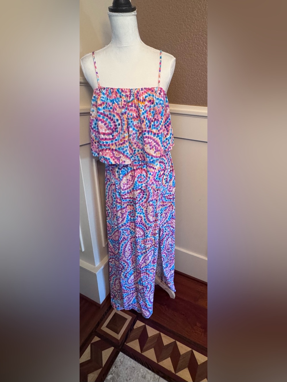 La Blanca Pink Blue Paisley Maxi Dress